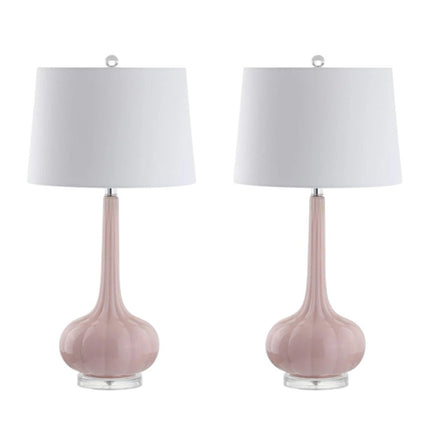 Set of Two 29" Clear Novelty Table Lamps With Drum Shades