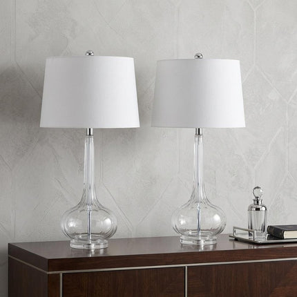 Set of Two 29" Clear Novelty Table Lamps With Drum Shades