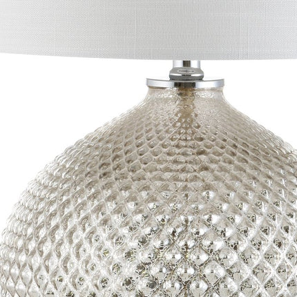 23" Silver Round Table Lamp With Drum Shade