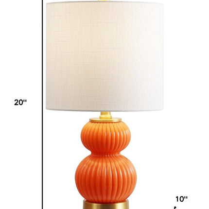 20" Gold Gourd Table Lamp With Drum Shade