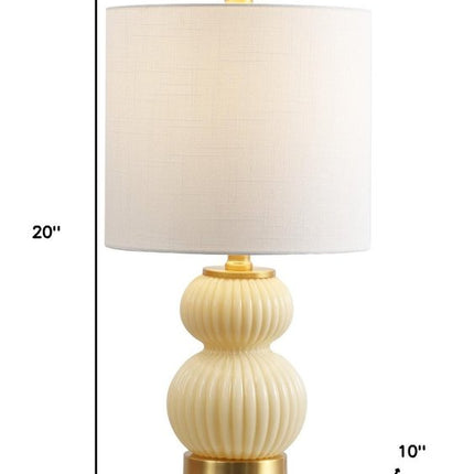 20" Gold Gourd Table Lamp With Drum Shade