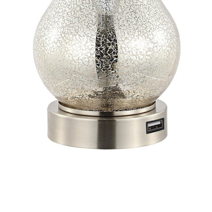 Set of Two 21" Nickel Gourd Table Lamps With Empire Shades