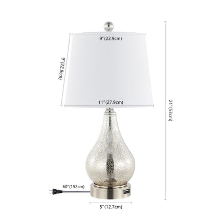 Set of Two 21" Nickel Gourd Table Lamps With Empire Shades