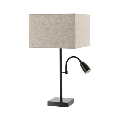 Set of Two 26" Antiqued Bronze Swing Arm Table Lamps With Square Shades