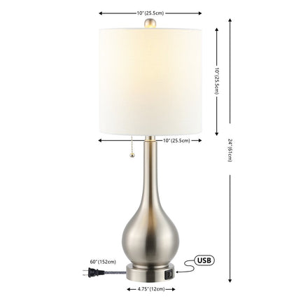 Set of Two 24" Nickel Gourd Table Lamps With Drum Shades