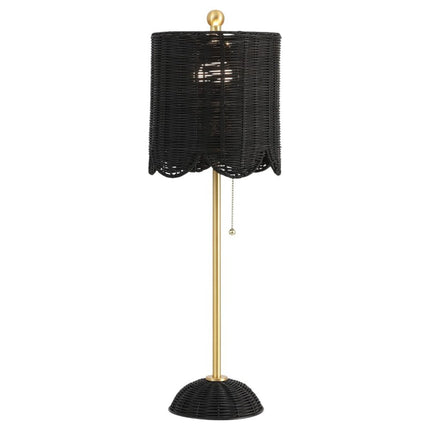 Set of Two 28" Black Table Lamps With Drum Shades
