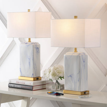Set of Two 25" Gold Table Lamps With Shades