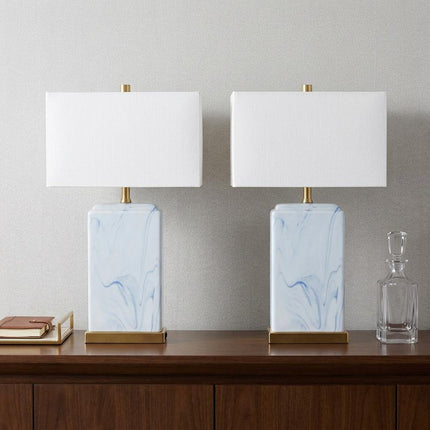 Set of Two 25" Gold Table Lamps With Shades