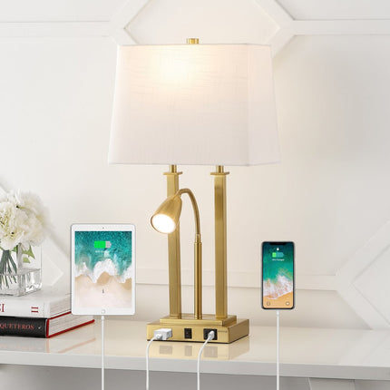 24" Gold Swing Arm Novelty Table Lamp With Shade