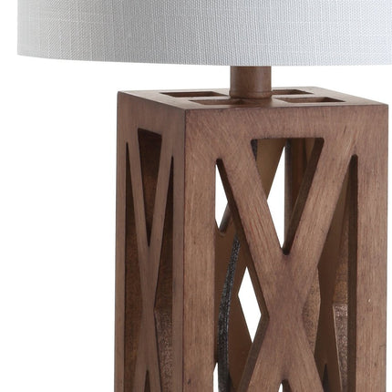 22" Brown Table Lamp With Drum Shade