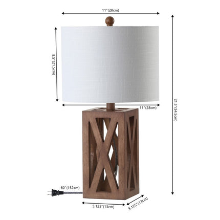 Set of Two 22" Brown Table Lamps With Drum Shades