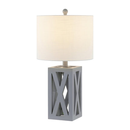 Set of Two 22" Gray Table Lamps With Drum Shades