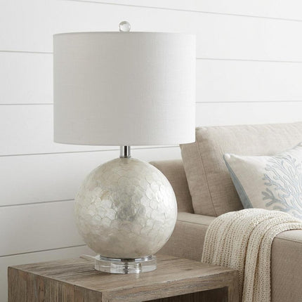 24" Clear Globe Lamp Base With Drum Shade