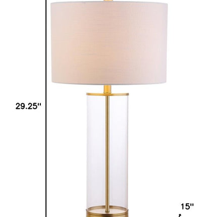 29" Gold Table Lamp With Drum Shade