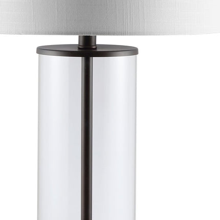 29" Antiqued Bronze Table Lamp With Drum Shade