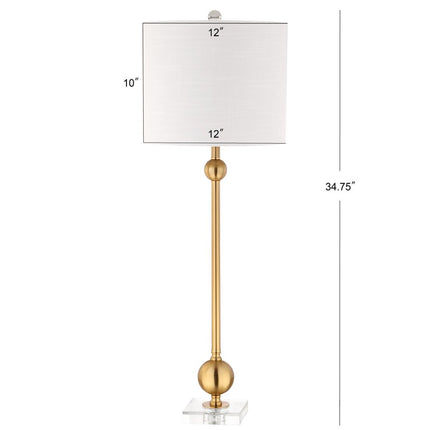 Set of Two 35" Clear And Brass Table Lamps With Drum Shades