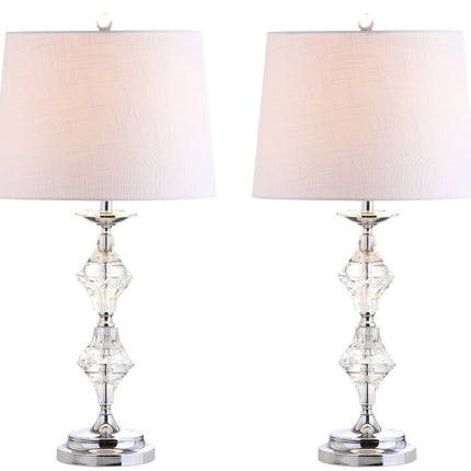 Set of Two 28" Silver Novelty Bedside Lamps With Drum Shades