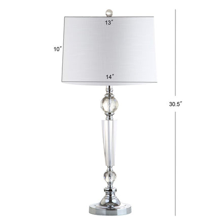 Set of Two 31" Clear And Silver Table Lamps With Drum Shades