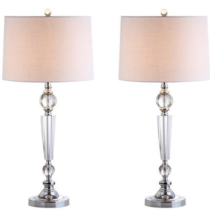 Set of Two 31" Clear And Silver Table Lamps With Drum Shades