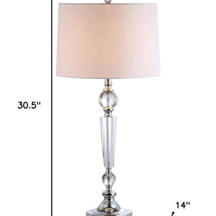 Set of Two 31" Clear And Silver Table Lamps With Drum Shades