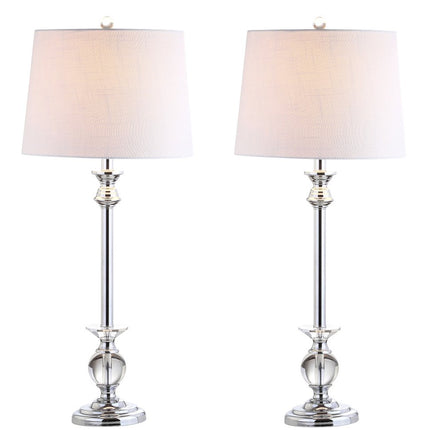 Set of Two 33" Silver Table Lamps With Drum Shades
