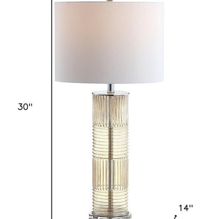 30" Clear Table Lamp With Drum Shade