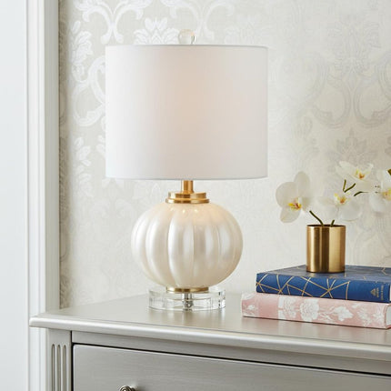 18" Clear Novelty Bedside Lamp With Drum Shade