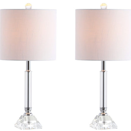 Set of Two 20" Clear Table Lamps With Drum Shades