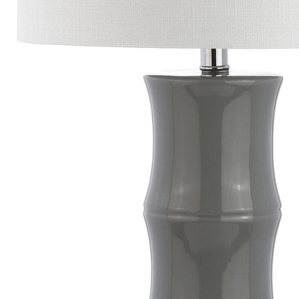 27" Gray And Clear Gourd Bedside Lamp With Drum Shade