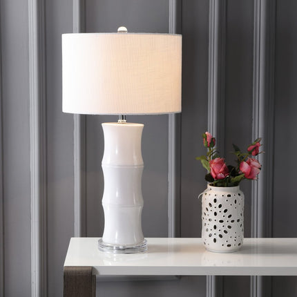 27" Clear Table Lamp With Drum Shade