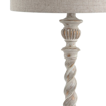 33" White Table Lamp With Drum Shade