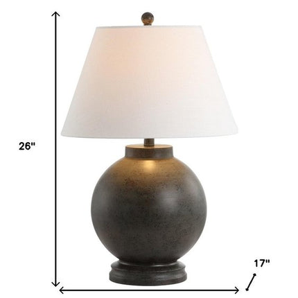 26" Dark Gray Novelty Table Lamp With Drum Shade