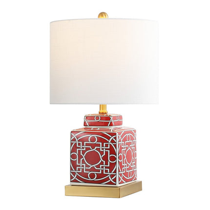 22" Gold Square Table Lamp With Drum Shade