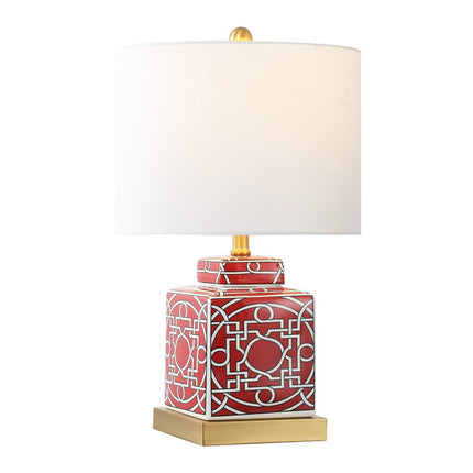 22" Gold Square Table Lamp With Drum Shade