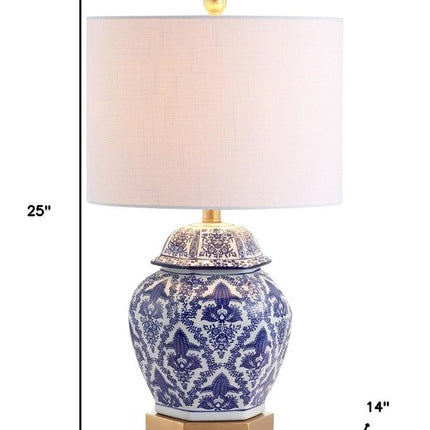 25" Gold Novelty Table Lamp With Drum Shade