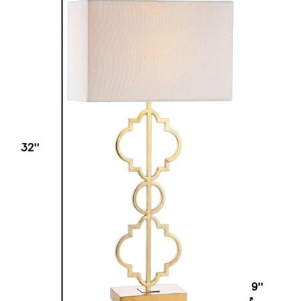 32" Gold Geometric Table Lamp With Shade