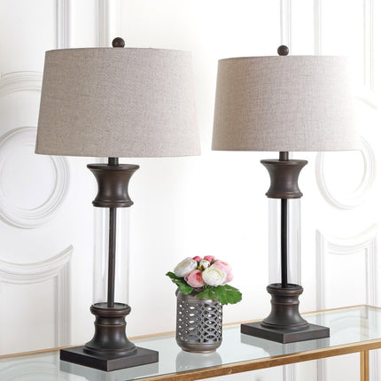 Set of Two 32" Bronze Novelty Table Lamps With Empire Shades