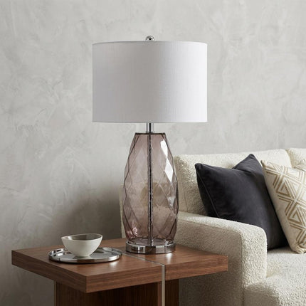 27" Silver Novelty Table Lamp With Drum Shade