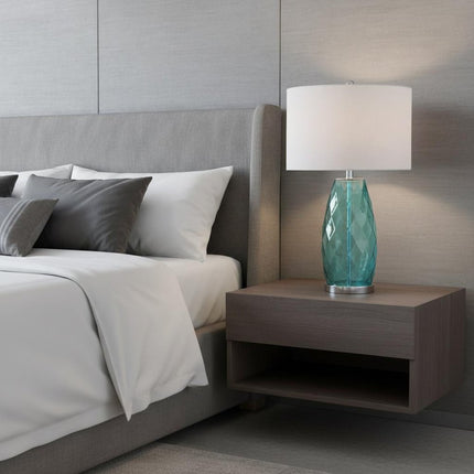 27" Silver Table Lamp With Drum Shade