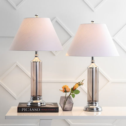 Set of Two 29" Silver Novelty Table Lamps With Empire Shades