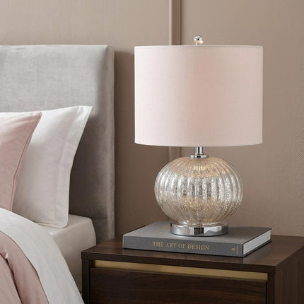 21" Silver Novelty Table Lamp With Globe Shade