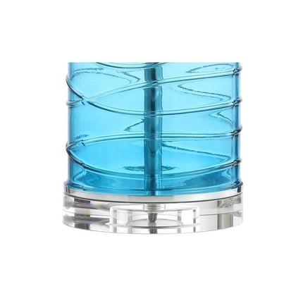 Set of Two 28" Turquoise And Clear Novelty Table Lamps With Drum Shades