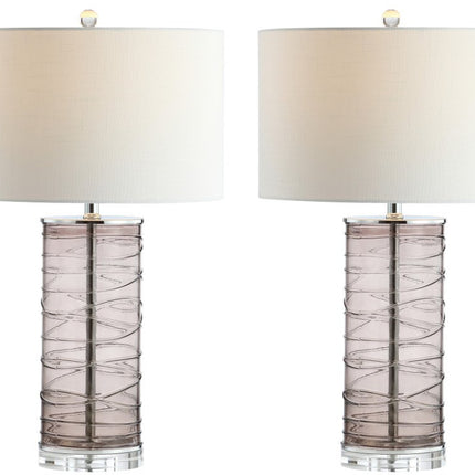 Set of Two 28" Mauve Table Lamps With Drum Shades