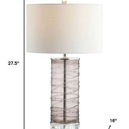 Set of Two 28" Mauve Table Lamps With Drum Shades