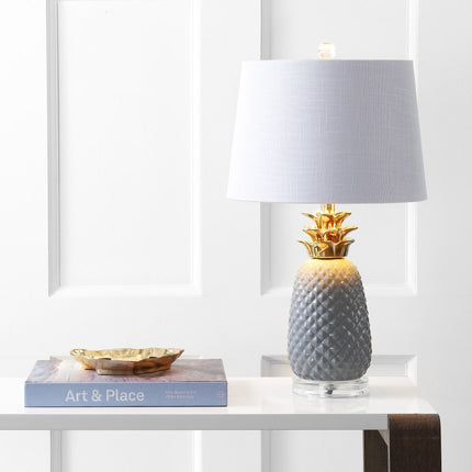 23" Clear Globe Table Lamp With Drum Shade