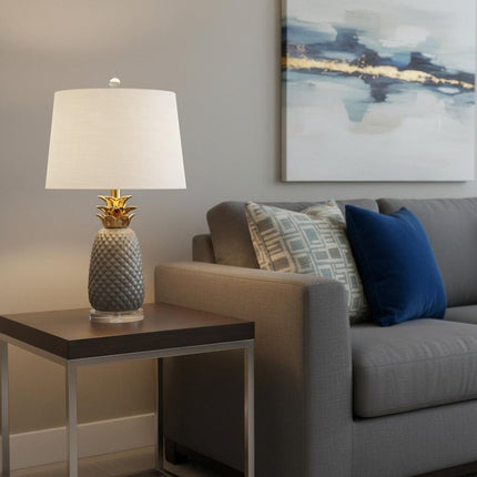 23" Clear Globe Table Lamp With Drum Shade