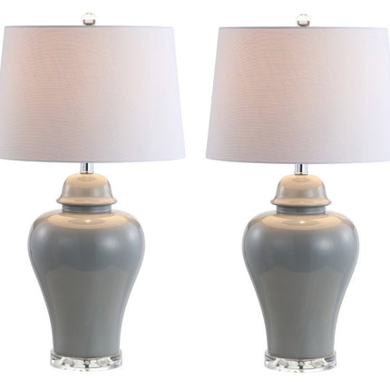 Set of Two 27" Clear Novelty Bedside Lamps With Empire Shades