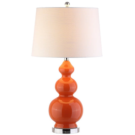 28" Orange And Silver Novelty Table Lamp With Drum Shade