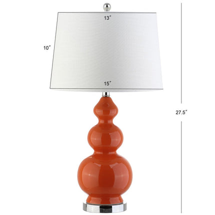 28" Orange And Silver Novelty Table Lamp With Drum Shade
