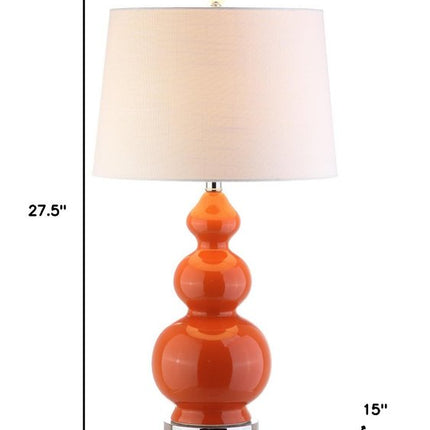 28" Orange And Silver Novelty Table Lamp With Drum Shade